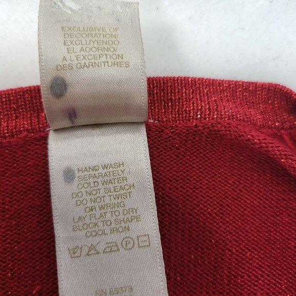 Open Cardigan Large Red Glittery Solid Silk - Picture 9 of 9